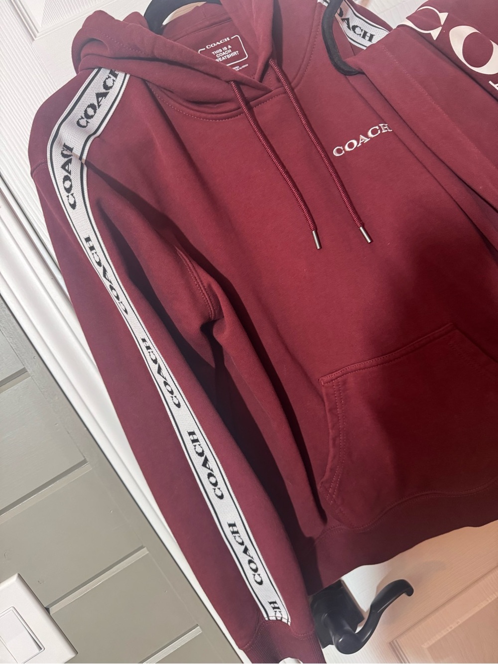 Coach jogger SET Burgundy Pullover Sweatshirt with White Logo Print - Picture 5 of 7
